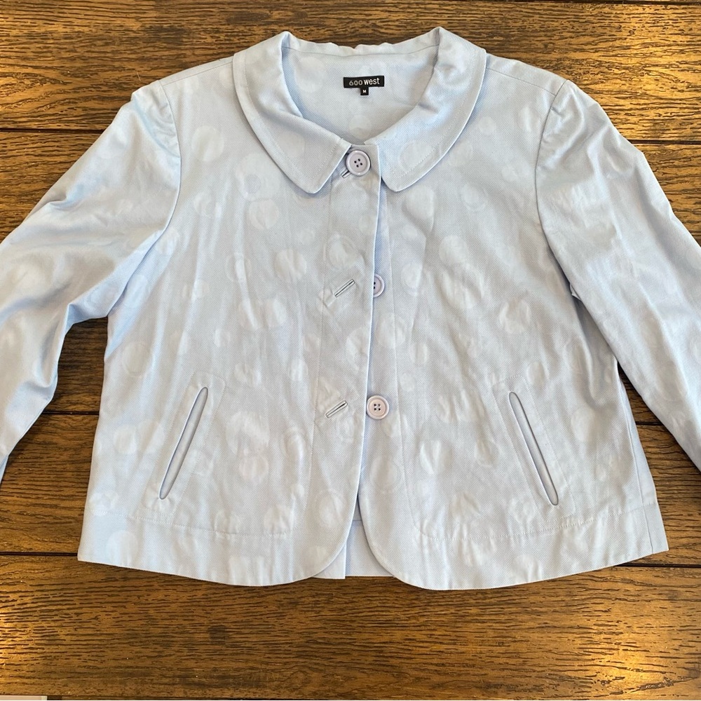600 West Light Blue Blazer Jacket M RARE SAMPLE GARMENT Genevieve Collection